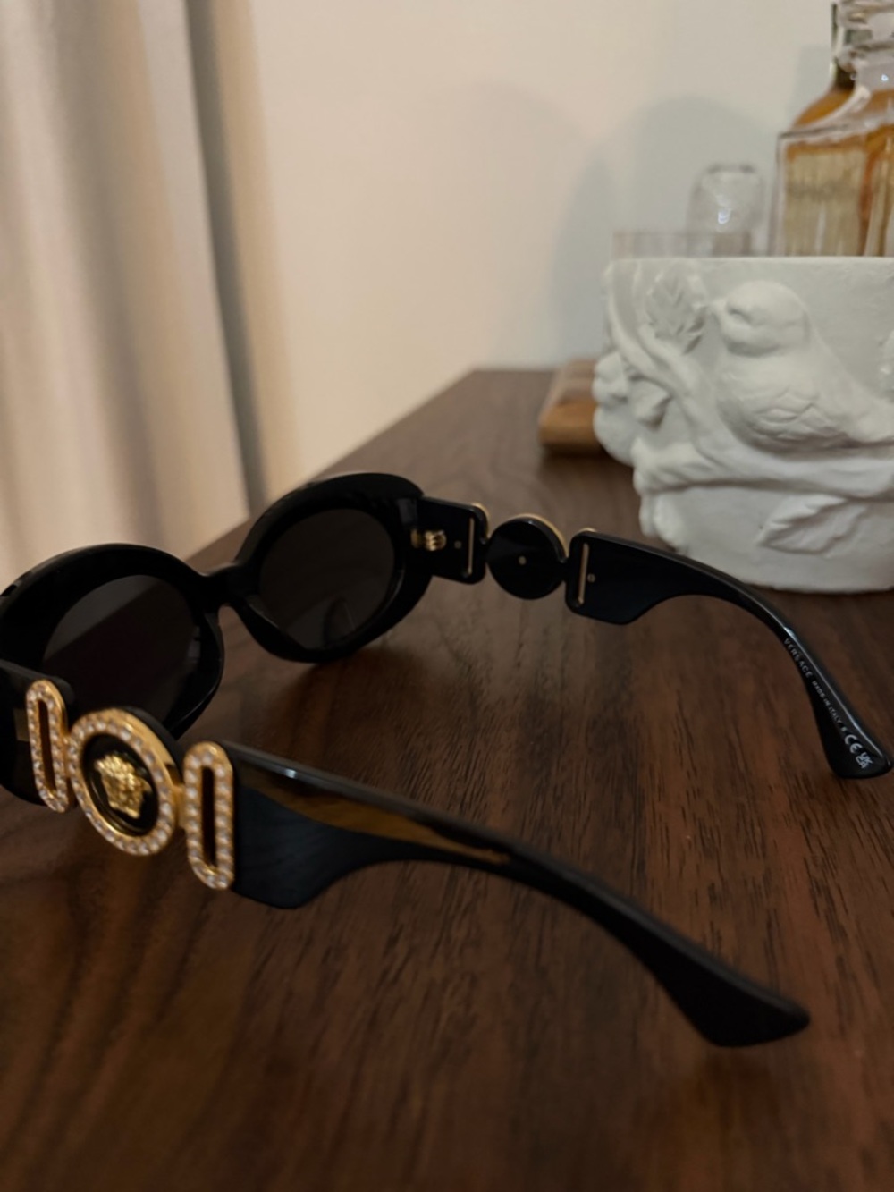 Versace Black Round Oval Sunglasses - Picture 4 of 5